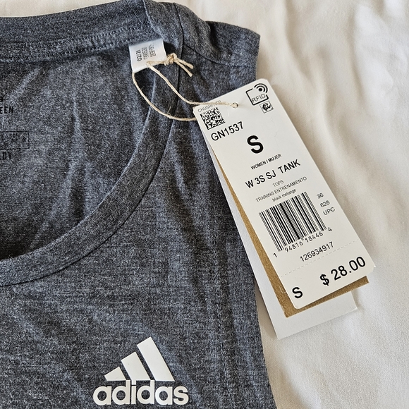 Adidas PRIMEGREEN Aeroready Original 3 Stripe Training Gray Tank Top Small NWT - Picture 12 of 12